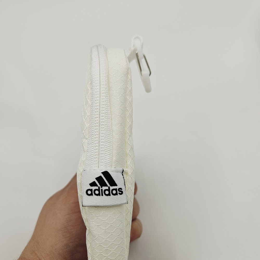 NWOT ADIDAS Unisex White Clip On Zippered Mini Pouch - Picture 2 of 7